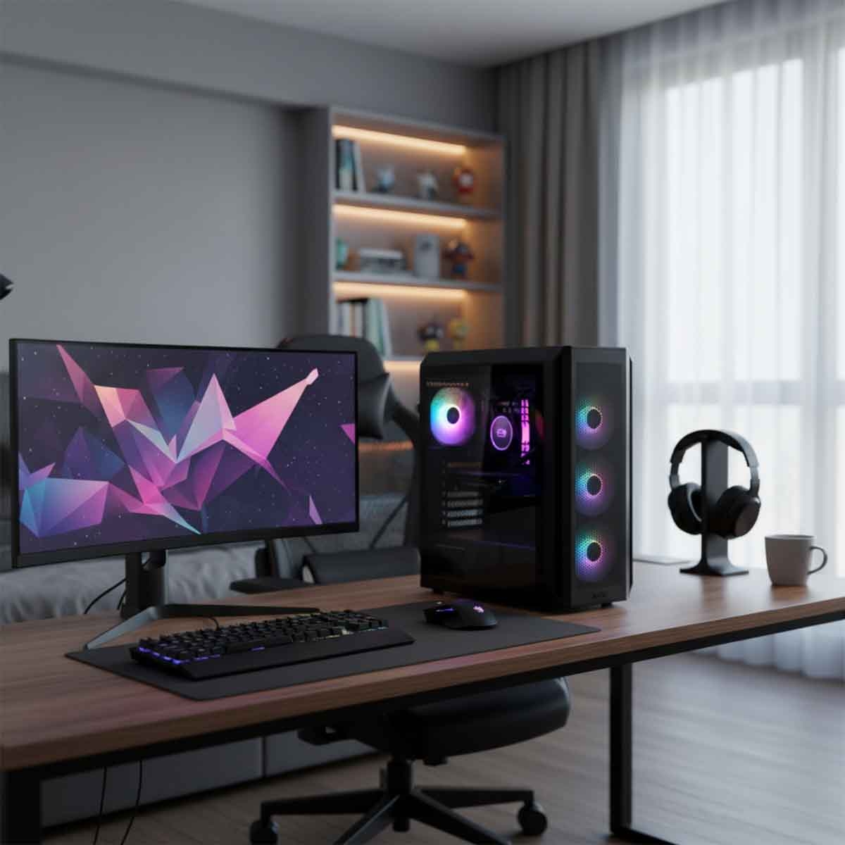 إكس بي جي كيس كمبيوتر ATX باللون الأسود مع 4 مراوح ARGB سلسلة Valor Air Plus مع دعم ردياتير 360mm