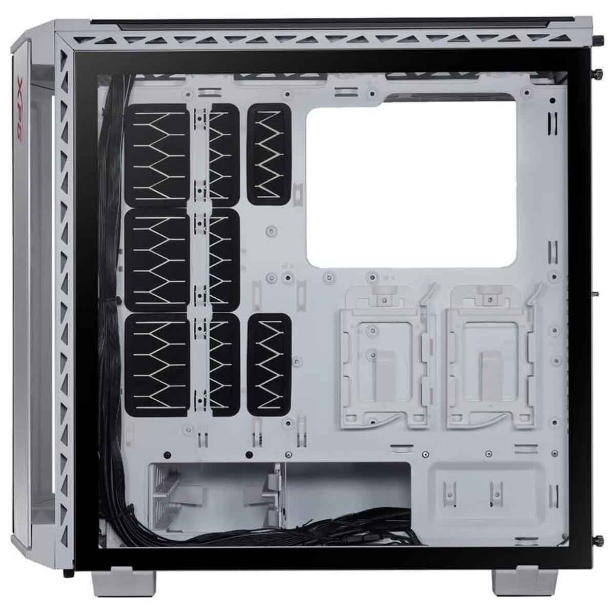 إكس بي جي كيس كمبيوتر ATX باللون الأبيض مع 4 مراوح ARGB وزجاج مقسى من أربع جهات سلسلة Battlecruiser