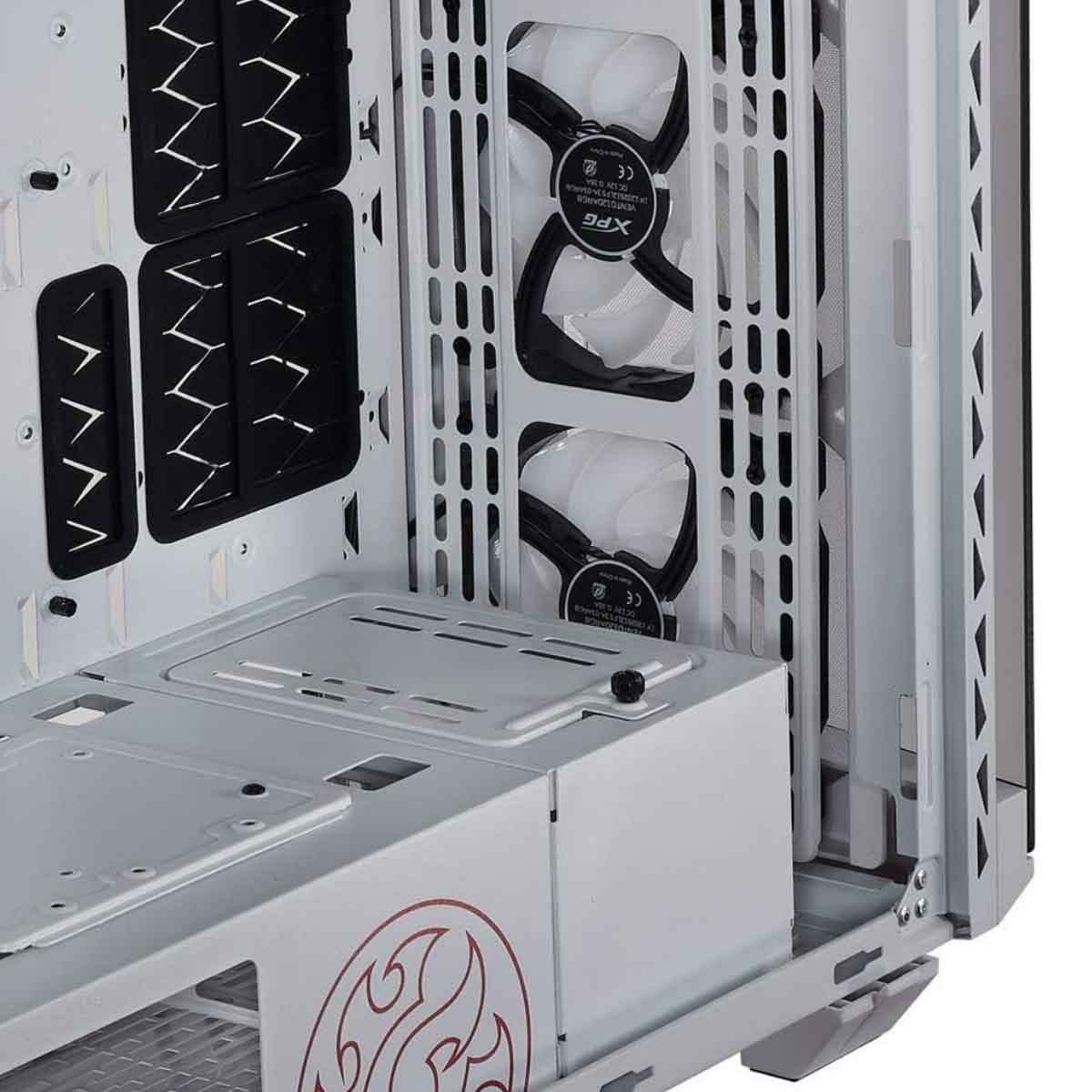 إكس بي جي كيس كمبيوتر ATX باللون الأبيض مع 4 مراوح ARGB وزجاج مقسى من أربع جهات سلسلة Battlecruiser