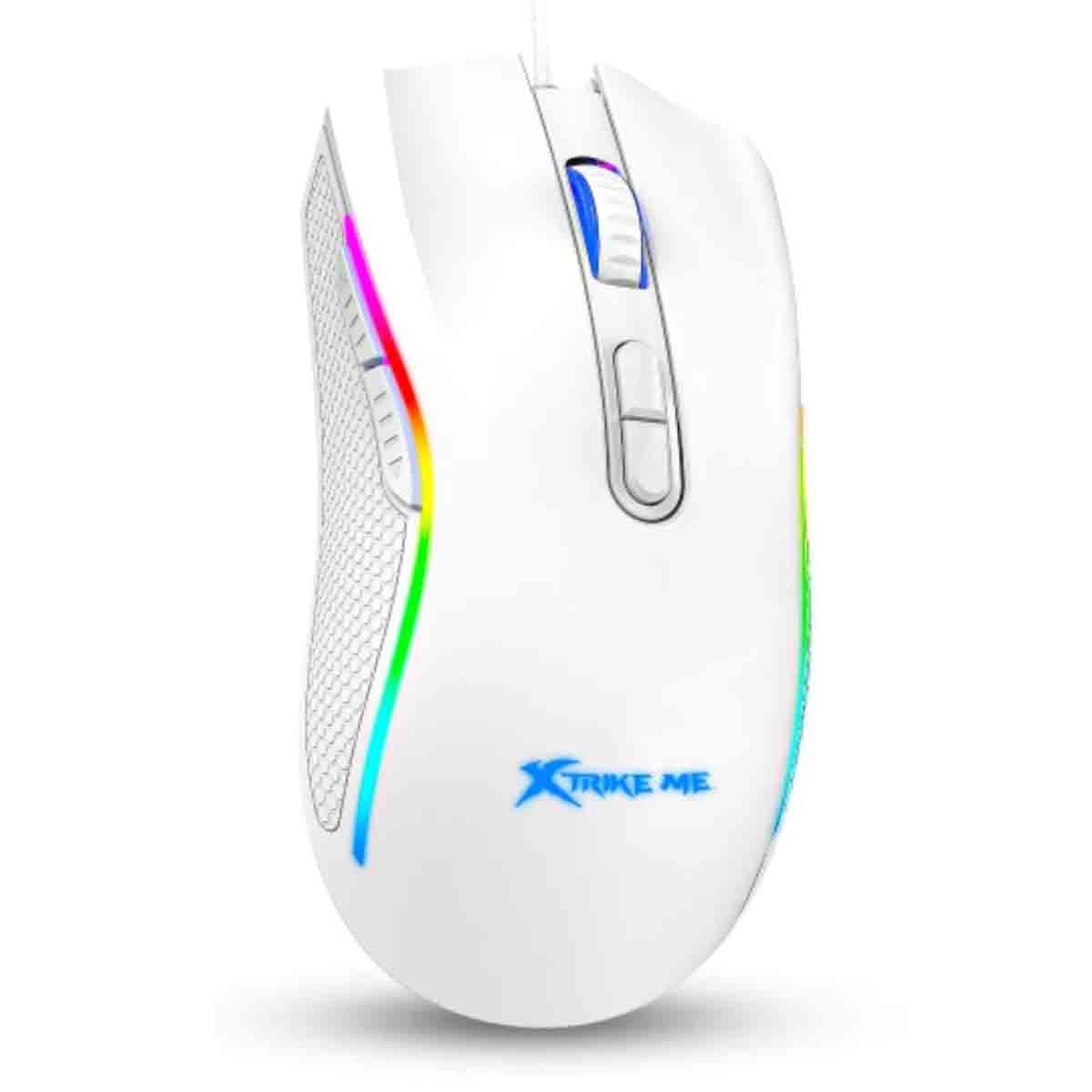 إكسترايك مي ماوس ألعاب سلكي بصري بدقة قابلة للتعديل من 800 إلى 7200 DPI ومنفذ USB، لون أبيض