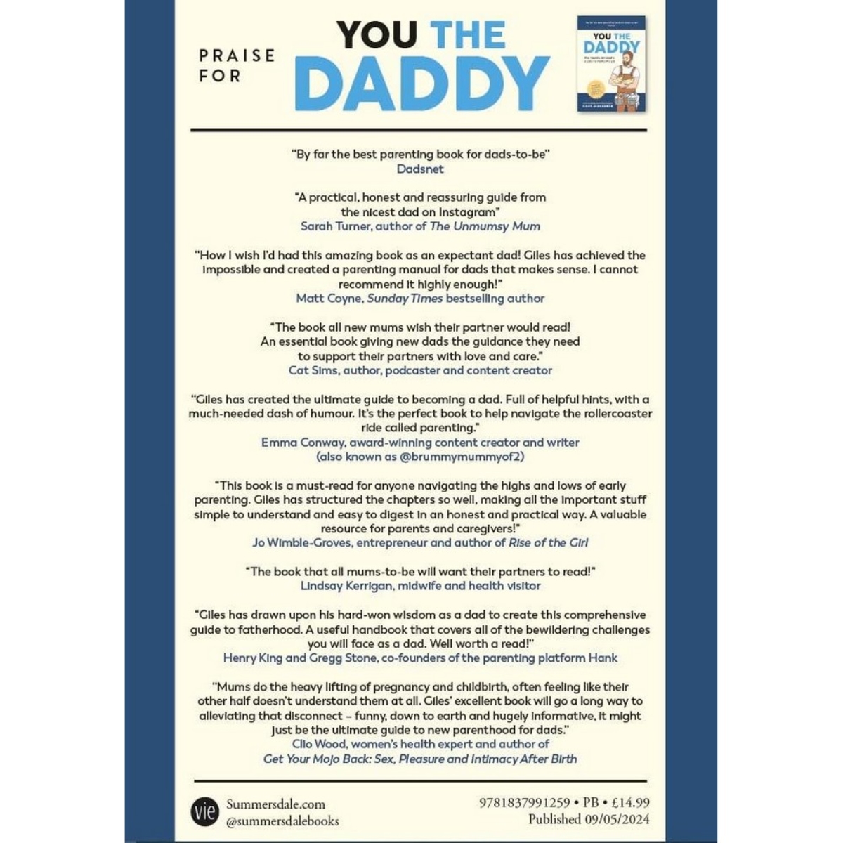 You the Daddy: دليل الأب العملي للحمل والولادة والسنوات الأولى من الأبوة تأليف جايلز ألكسندر - 9 مايو 2024