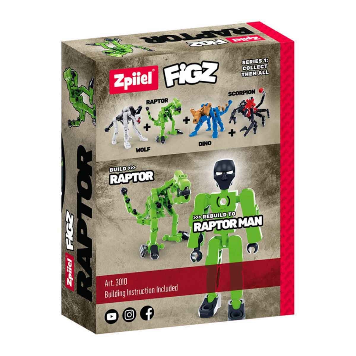 زبيل فيغز مجسم رابتور من مكعبات للجنسين 5 - 7 سنوات