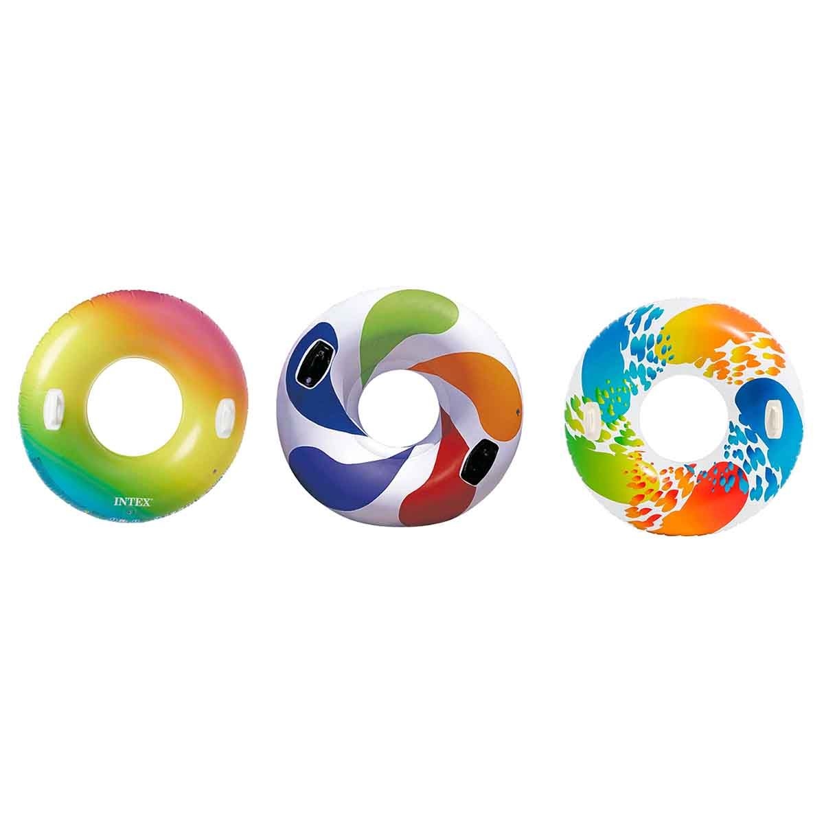 إنتكس عوامة مسبح دائرية منوّعة بنقشة دوّامية للجنسين، من 3 إلى 4 سنوات