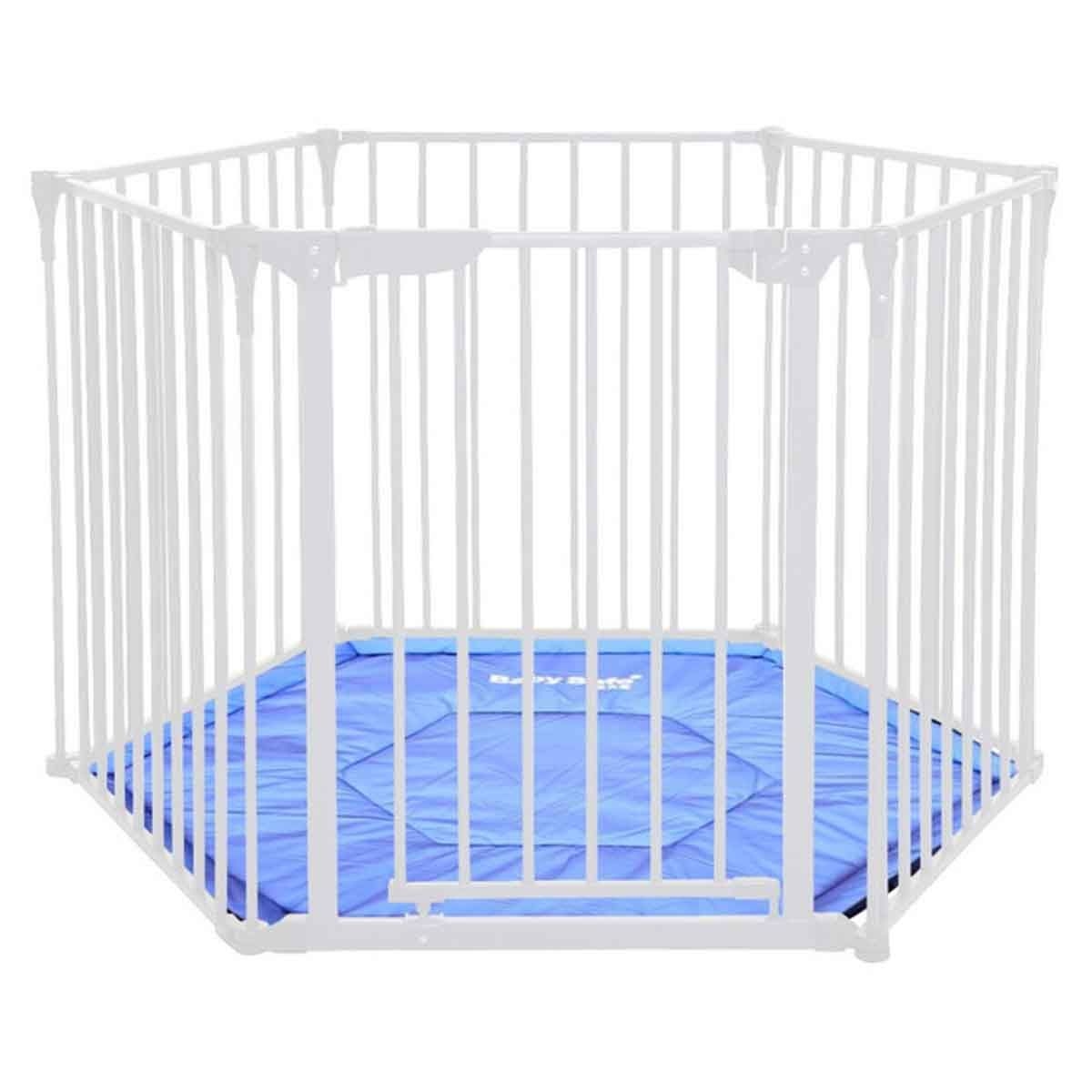 بيبي سيف قفص لعب أبيض مع سجادة