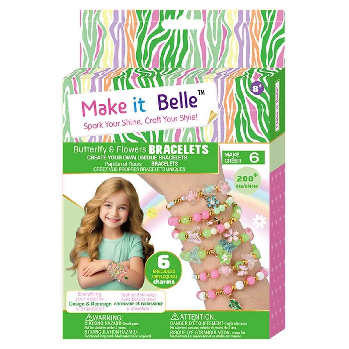 ميك إت بيل مجموعة أساور الفراشات والزهور للتصميم الذاتي، للبنات، من عمر 8 إلى 10 سنوات
