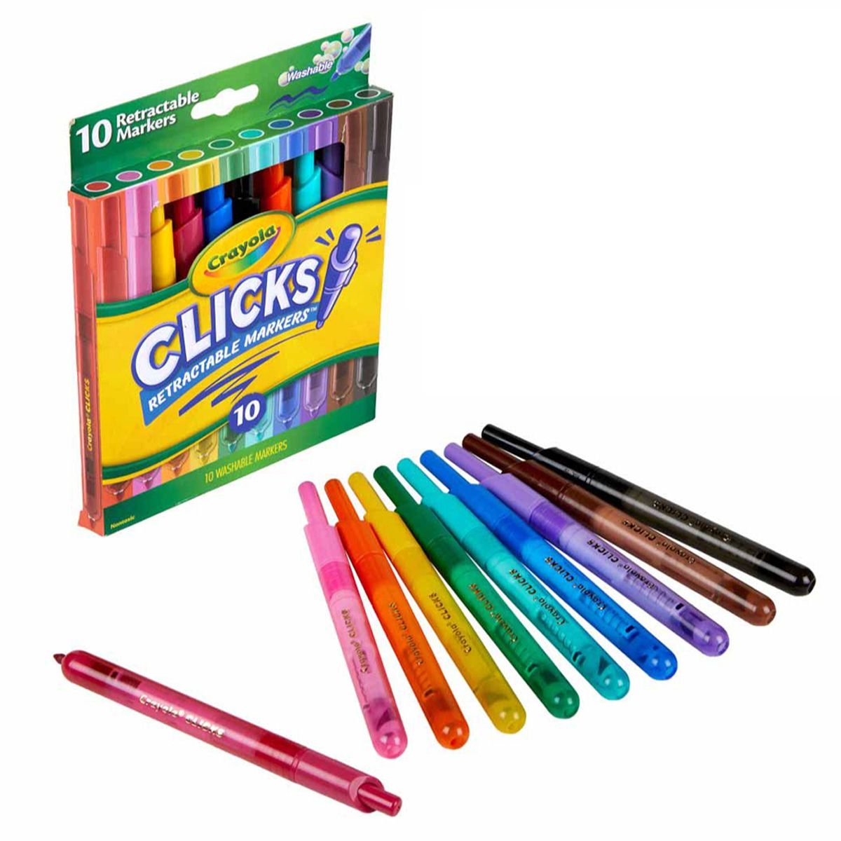 كرايولا ماركرز قابلة للسحب كليكس للجنسين، 8-10 سنوات، مجموعة من 10