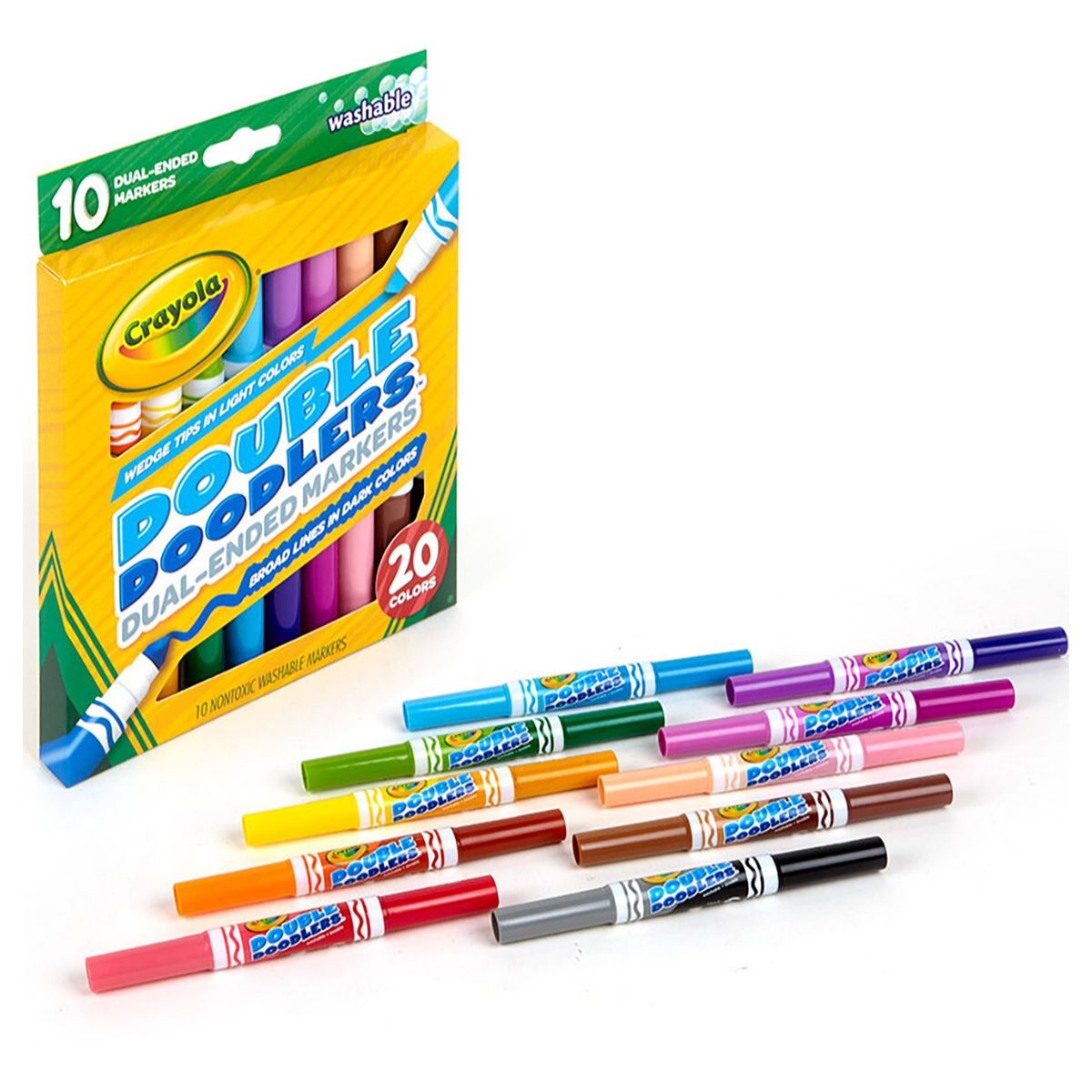 كرايولا ماركرز برأس مزدوج للجنسين، 3-4 سنوات، مجموعة من 10