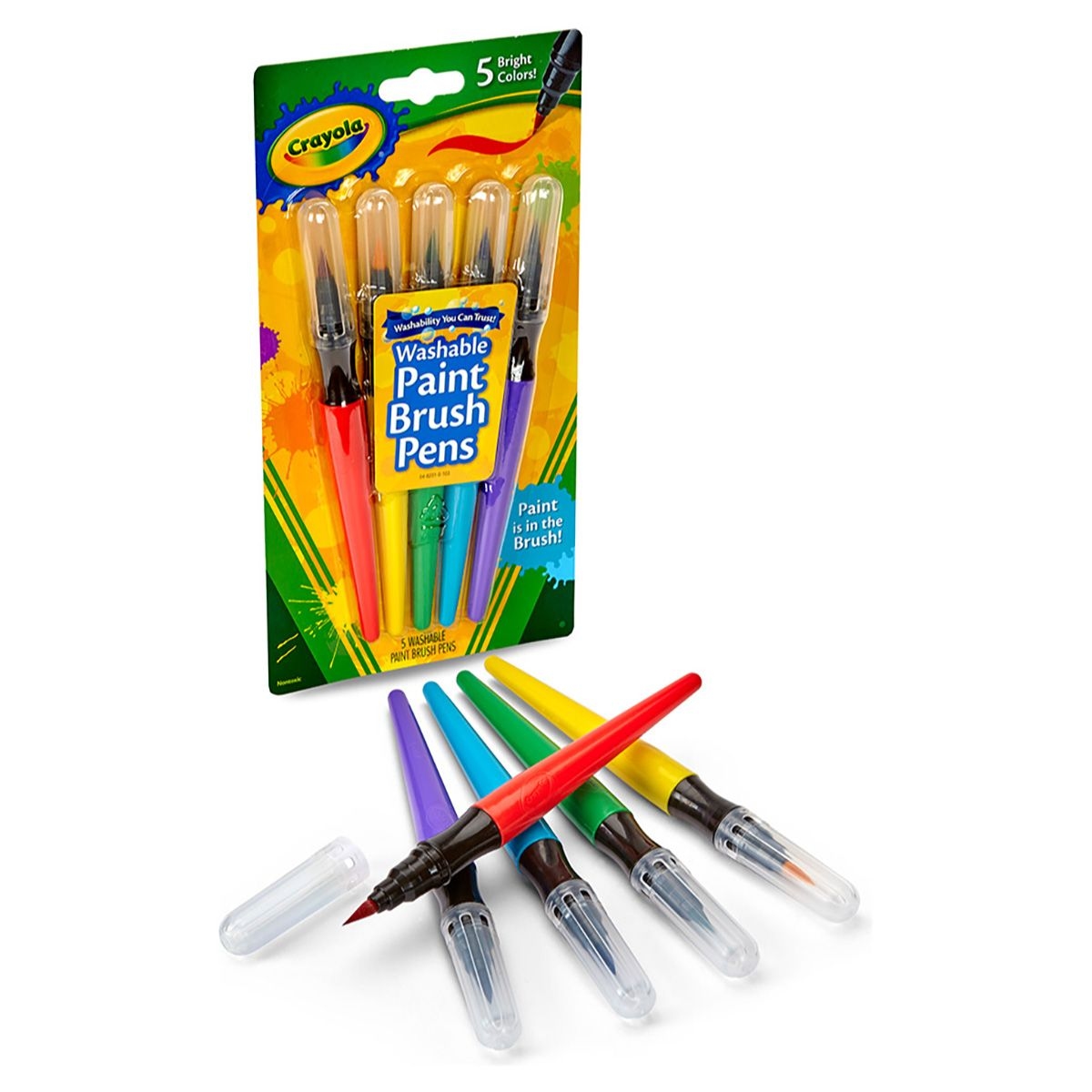 كرايولا أقلام فرشاة ألوان قابلة للغسل للجنسين، 5-7 سنوات، عدد 5
