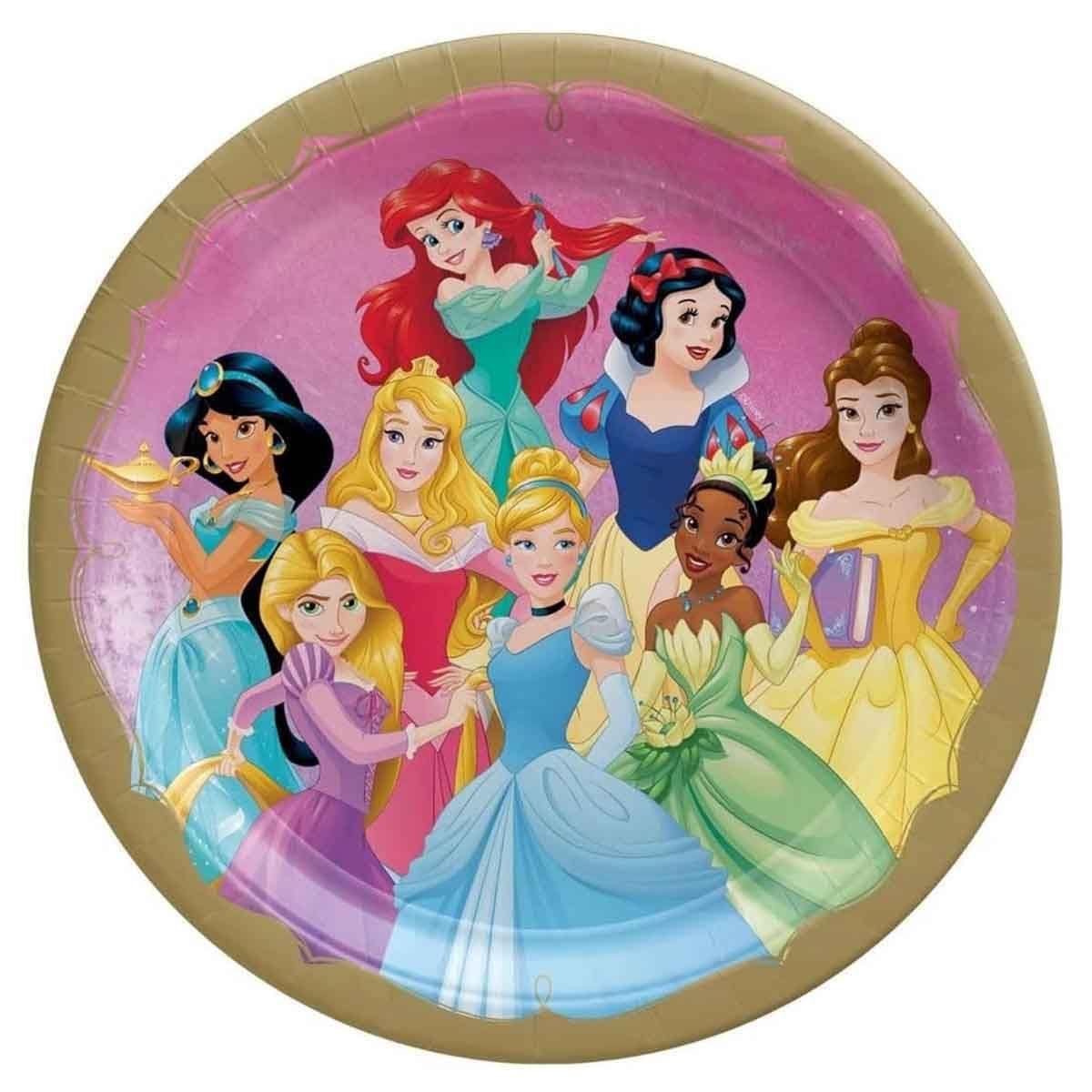 ديزني برنسيس مجموعة 8-قطع أطباق ورقية دائرية 7 انش