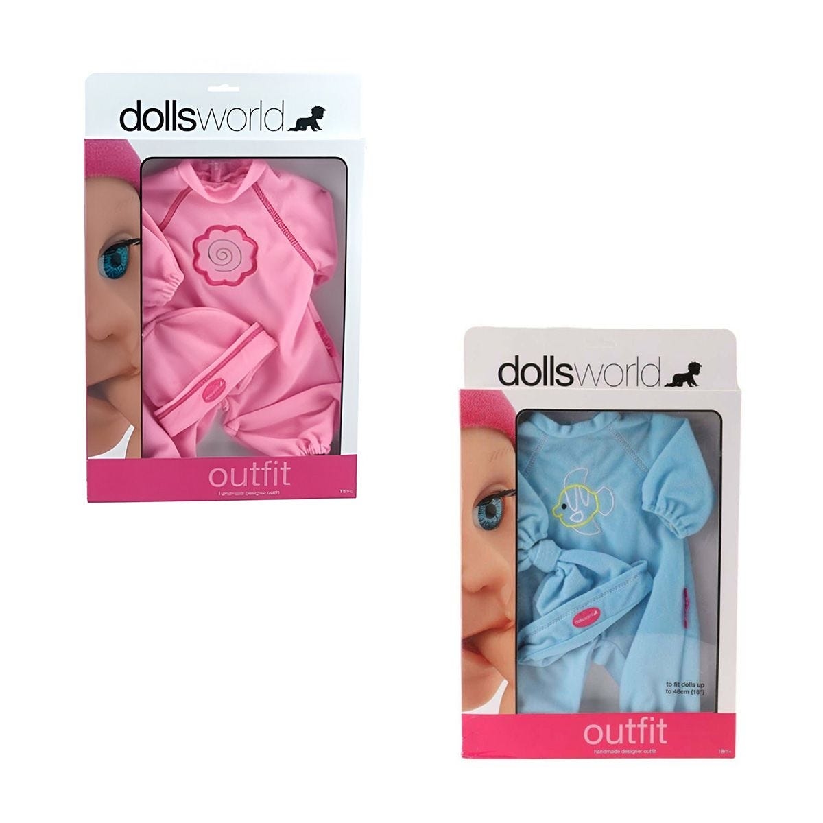 مجموعة ملابس متنوعة من Dolls World 18 بوصة رومبر وقبعة للأطفال الصغار، 0-2 سنة