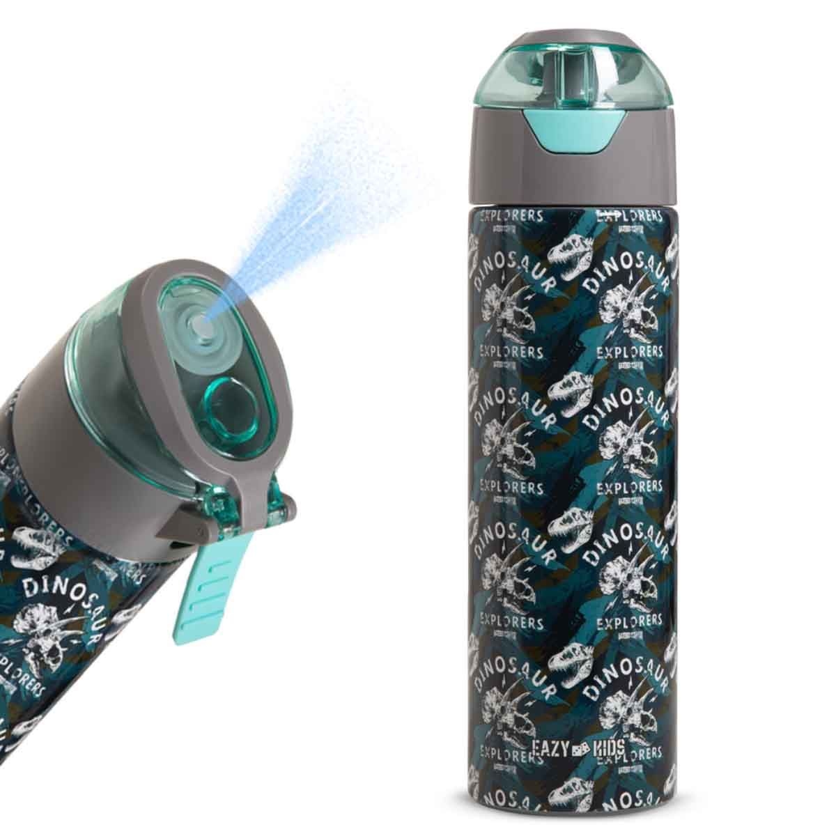 إيزي كيدز زجاجة ماء ستيل معزولة 640 مل بتصميم ديناصورات مع بخاخ