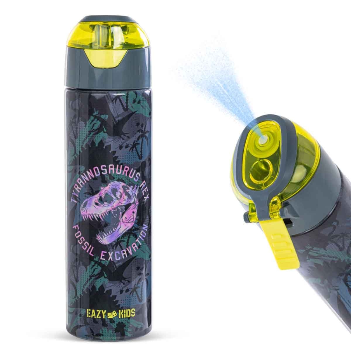 إيزي كيدز زجاجة ماء ستيل معزولة 640 مل بتصميم ديناصور تي ريكس مع بخاخ
