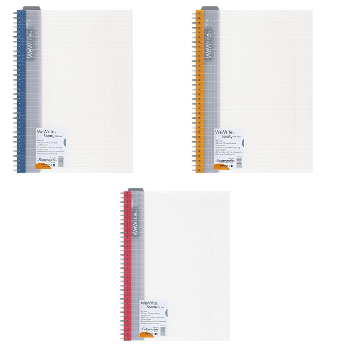 فوردورمايت دفتر بسلك حلزوني بحجم A4، 70 ورقة، وزن 80 غرام، تصميم وي رايت سبورتي، لون منتظم، لمادة واحدة، ألوان متنوعة، مجموعة من 10