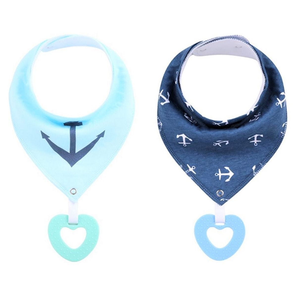 ليتل ستوري مريلات مثلثية بطبعة مراسي للرضع، 0-2 سنة، مجموعة من 2