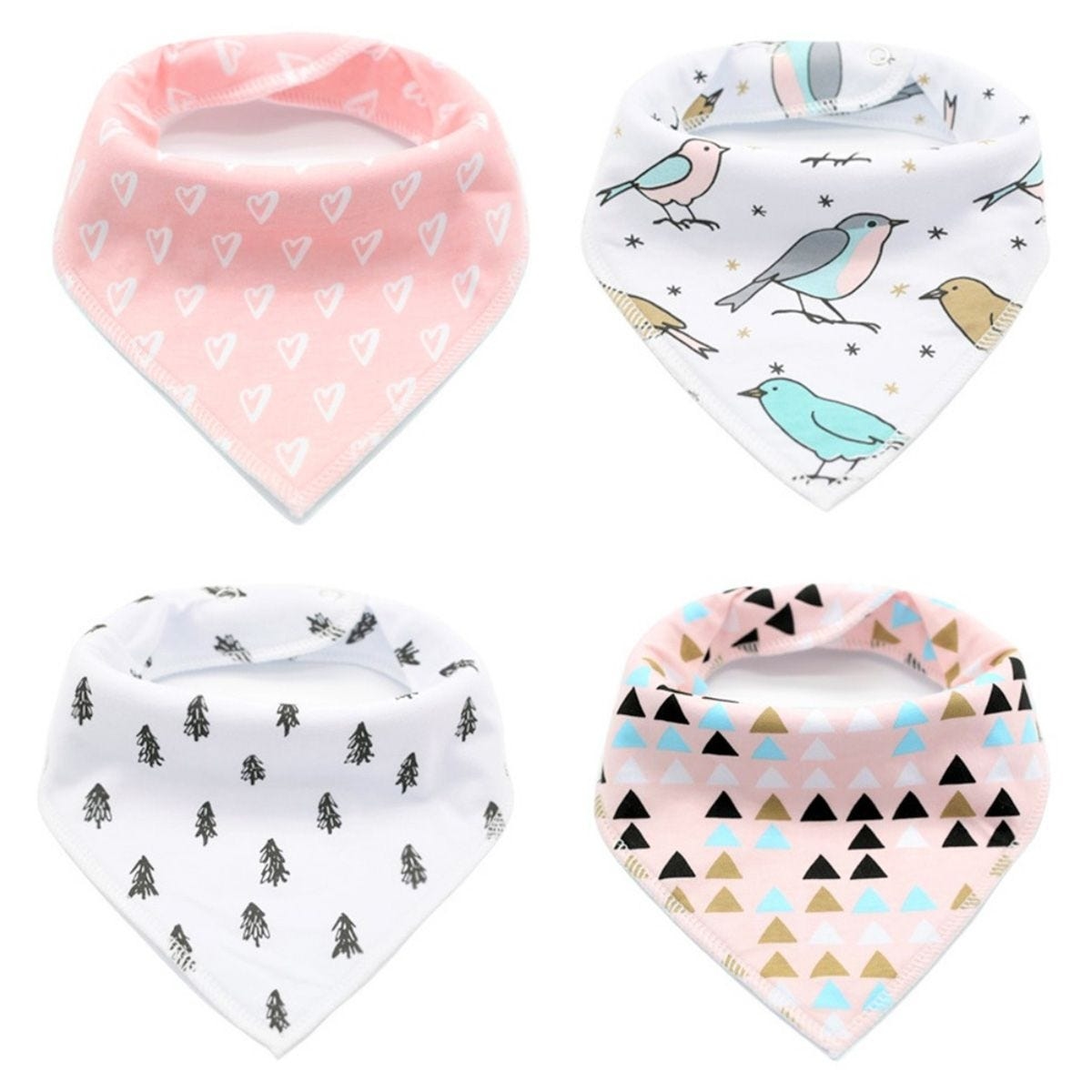 ليتل ستوري مريلة بندانا للأطفال من عمر 0 إلى 2 سنة، مجموعة من 4