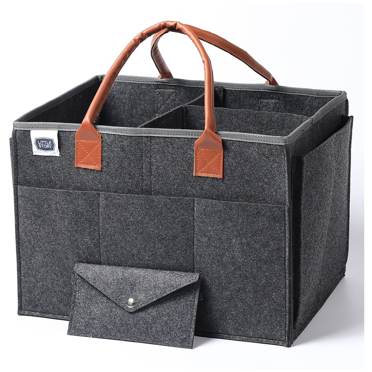 Little Story Large Dark Grey Diaper Caddy with Travel Pouch Toddler