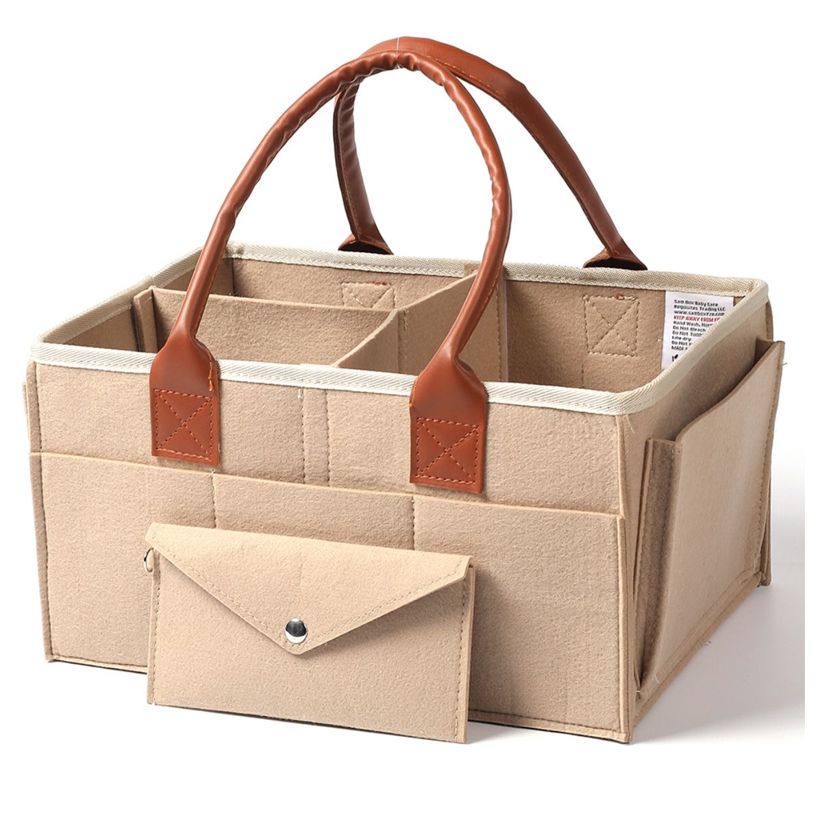 Little Story Medium Ivory Diaper Caddy with Travel Pouch Toddler