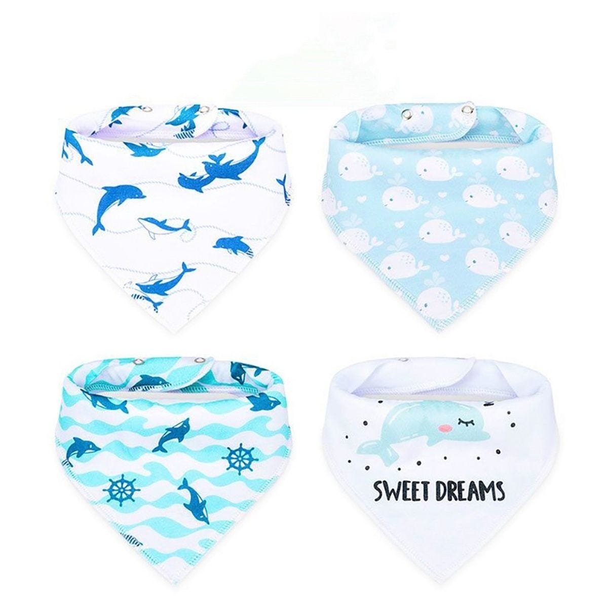 ليتل ستوري مريلات مثلثية بطبعة قراصنة للرضع، 0-2 سنة، مجموعة من 4