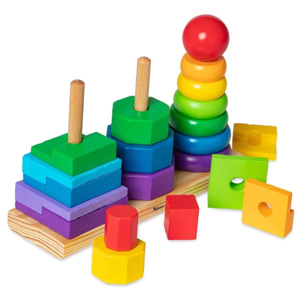 ميليسا آند دوغ مجموعة لعبة تعليمية خشبية مكدس هندسي للجنسين، 3-4 سنوات