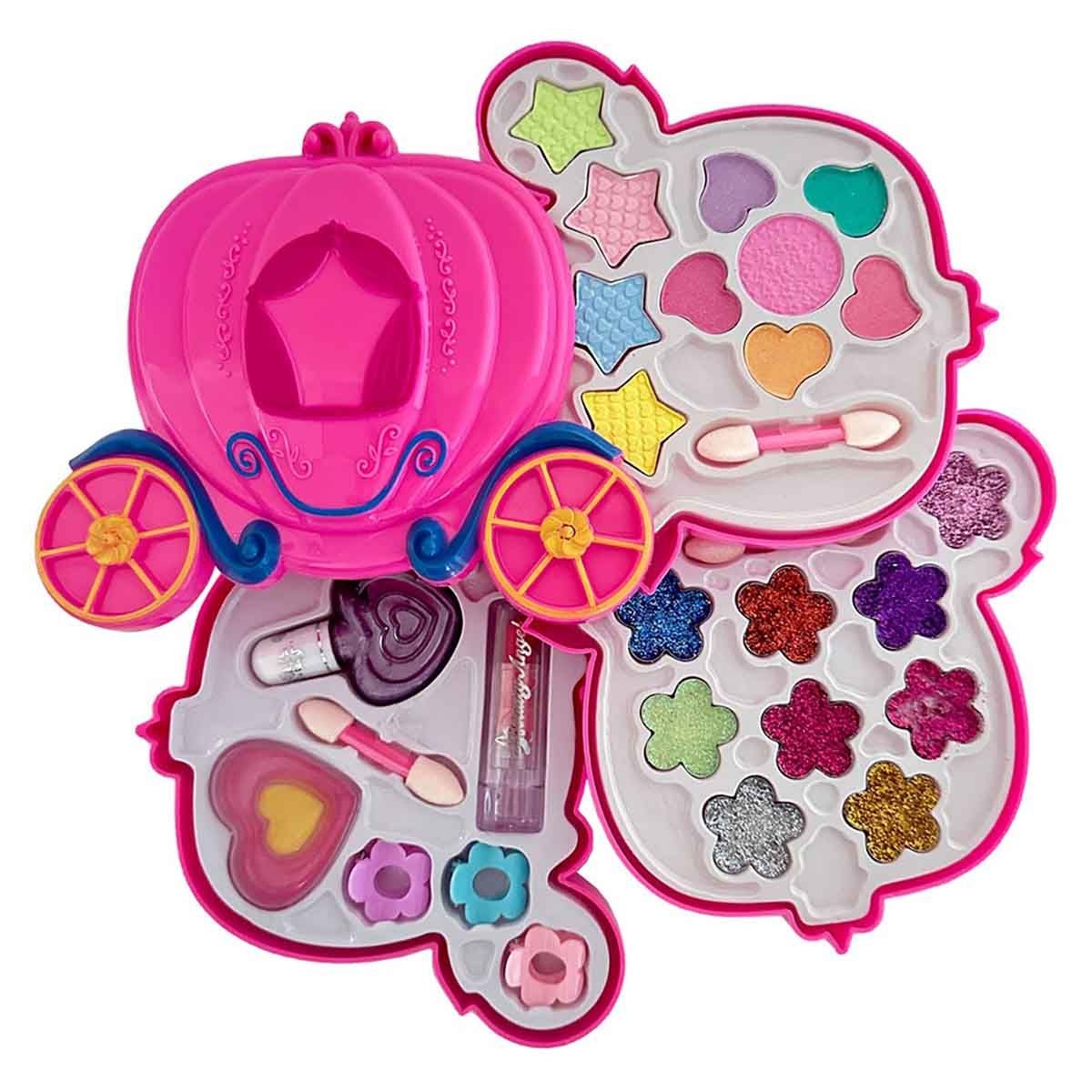 بيوتي أنجل طقم مكياج على شكل عربة قرع، للبنات، من عمر 5 إلى 7 سنوات