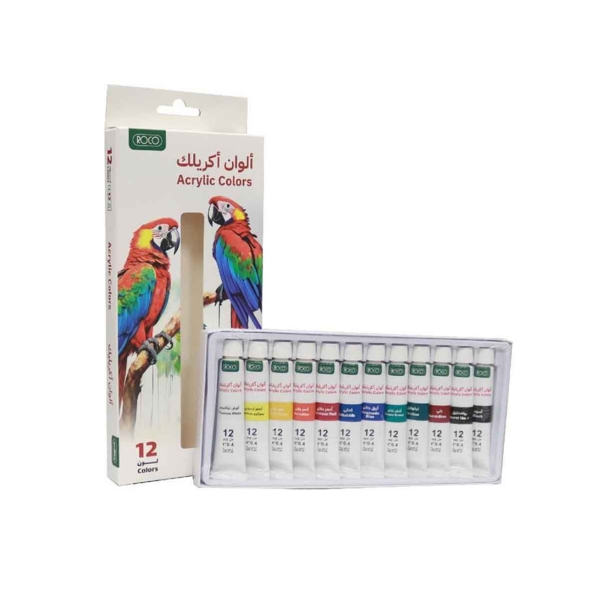 روكو طقم ألوان أكريليك 12 مل ألوان متنوعة 12 قطعة