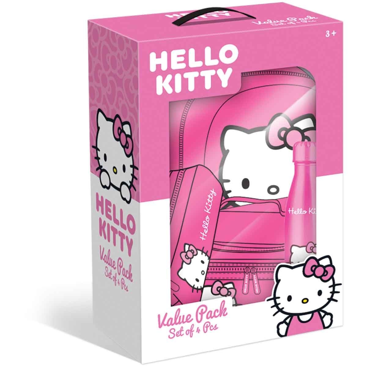 هيلو كيتي مجموعة حقيبة ظهر 4 في 1 مع حقيبة غداء ومقلمة وزجاجة