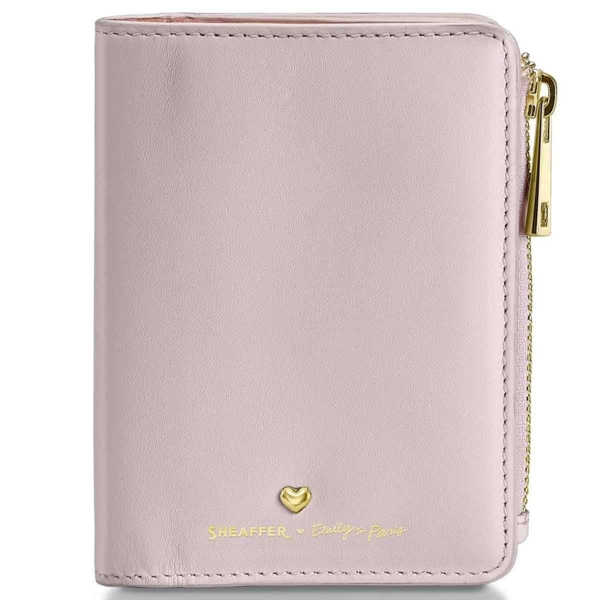 شيفر إي آي بي محفظة عملات بسحاب من الجلد الطبيعي الكامل باللون الوردي