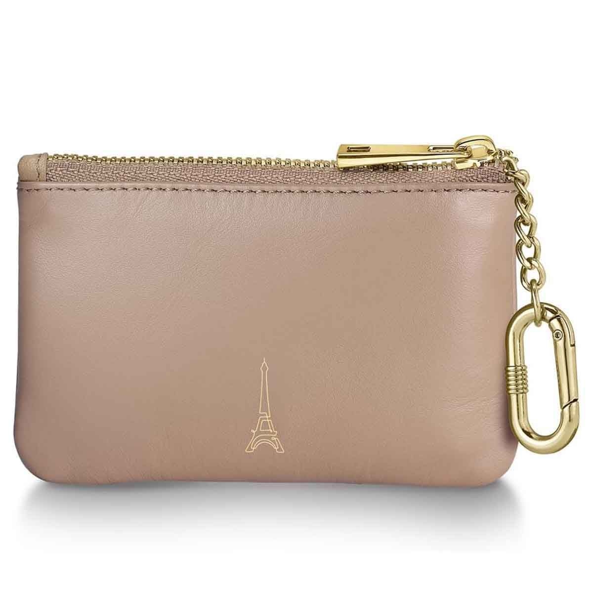 شيفر إي آي بي حافظة مفاتيح بسحاب من الجلد الطبيعي الكامل بلون التوب