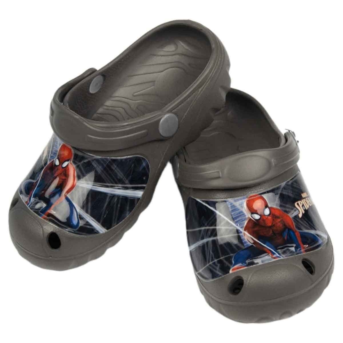 سبايدرمان صنادل خفيفة متينة للأولاد باللون الرمادي الداكن