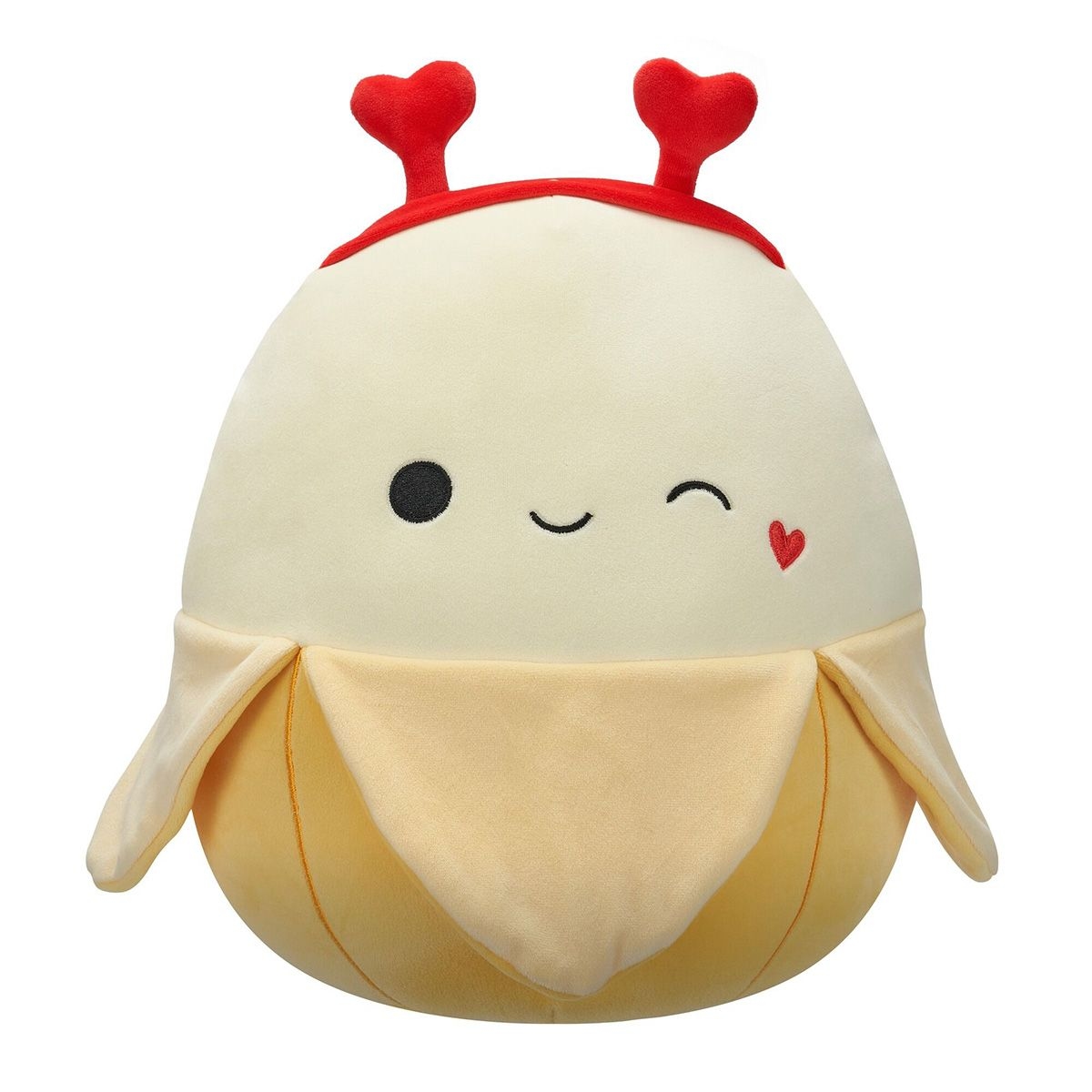 سكويشمالوز لعبة محشوة كبيرة 16 إنش جوني - موزة صفراء تغمز مع طوق قلب، للجنسين، من عمر 3 إلى 4 سنوات