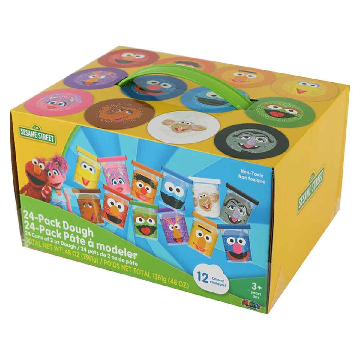 سيزام ستريت مجموعة عجين مكونة من 12 لونًا و24 عبوة وزن 2 أونصة، للجنسين، للأعمار من 3 إلى 4 سنوات