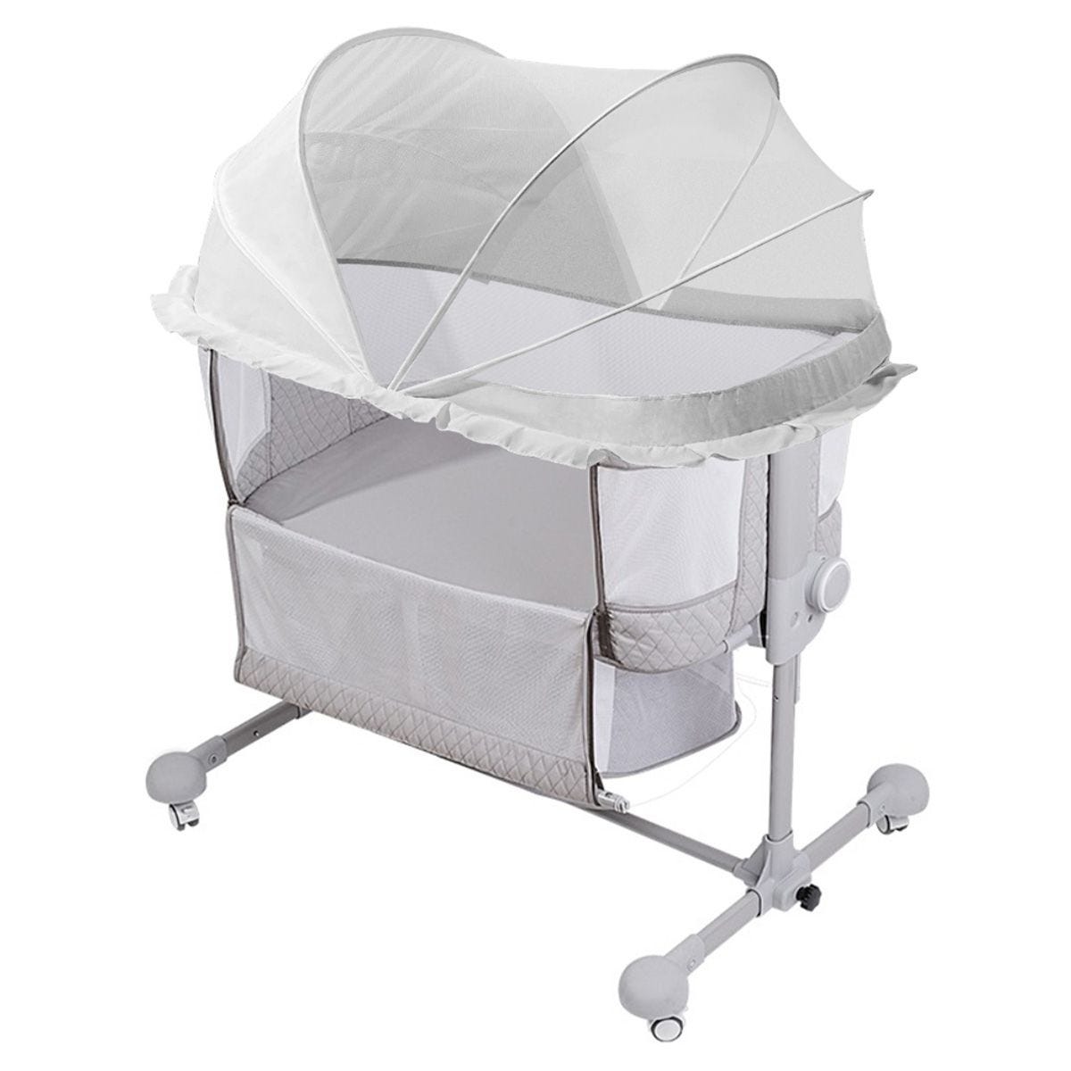 صنفينو سرير جانبي ومهد مع ناموسية للأطفال من عمر 0 إلى 2 سنة