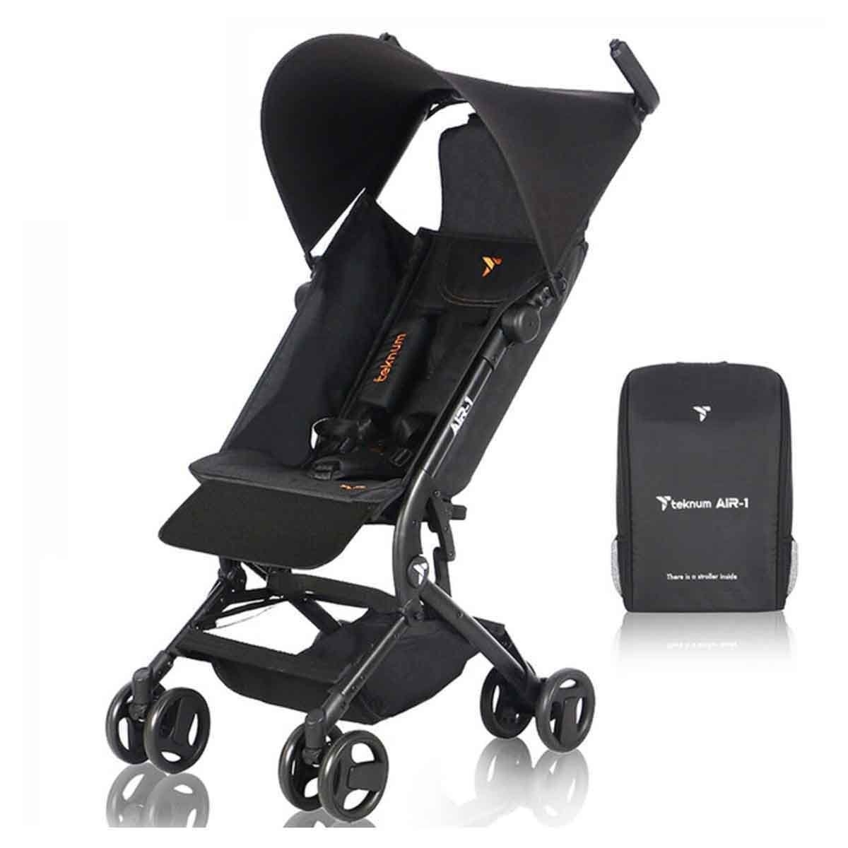 تيكنوم عربة أطفال للسفر AIR - 1 باللون الأسود مع حقيبة ظهر للحمل