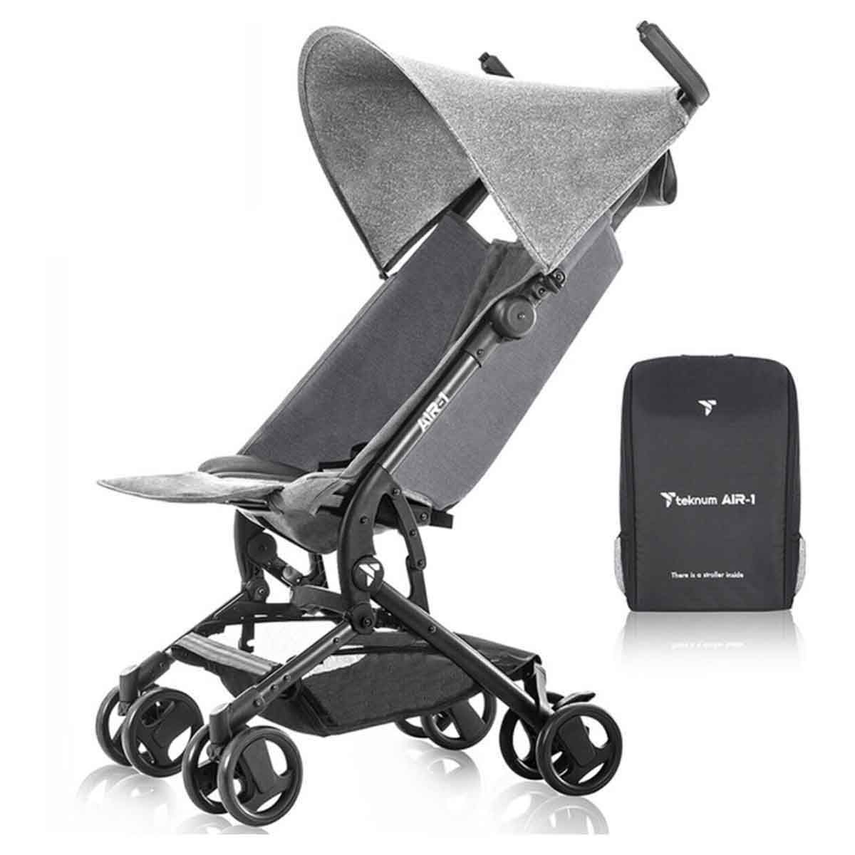 تيكنوم عربة أطفال للسفر AIR - 1 باللون الرمادي مع حقيبة ظهر للحمل