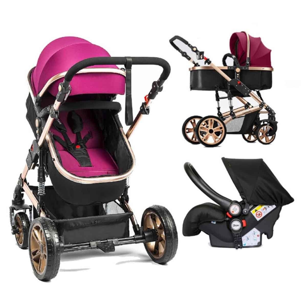 Teknum Wine Extra Wide Seat 3-in-1 Pram Stroller Toddler, 0-2 Years